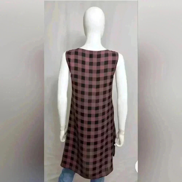 Eileen Fisher 100% Silk Buffalo Check Sleeveless Tunic - Picture 2 of 5